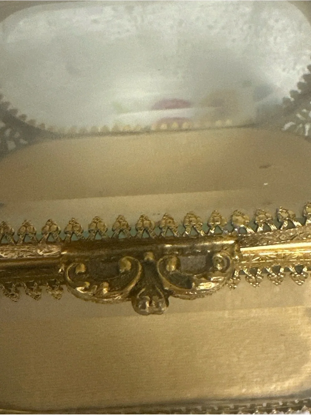Gold Glass Jewelry Trinket Box - Elegant Decorative Jewelry Case